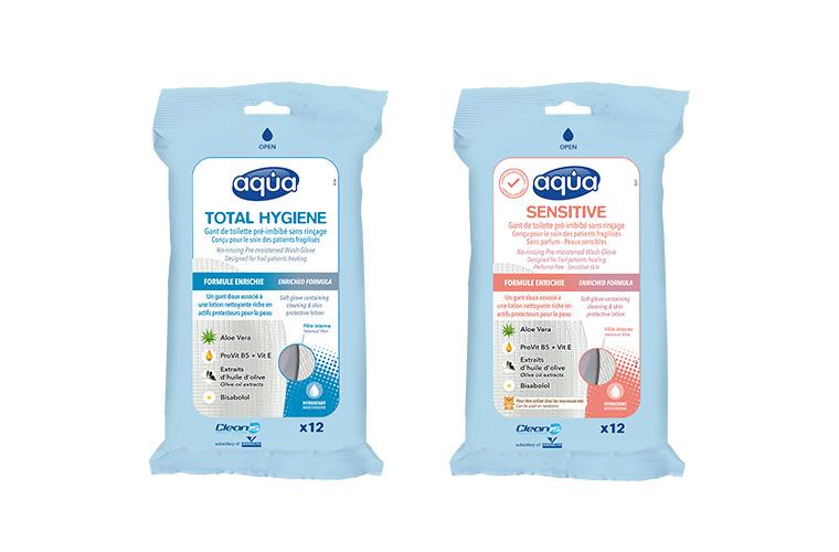 Gants de toilette humidifiés Cleanis Aqua